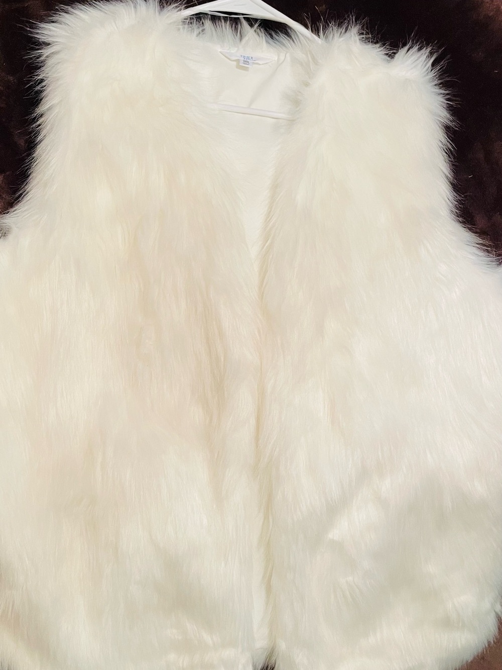 Time and Tru Winter White Faux Fur Sleeveless Vest